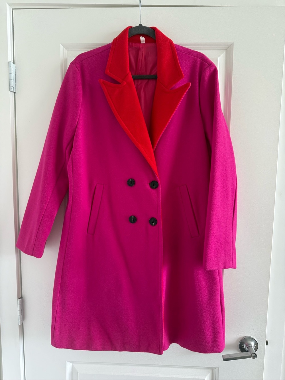 New Pink Trench Coat with Red Lapel